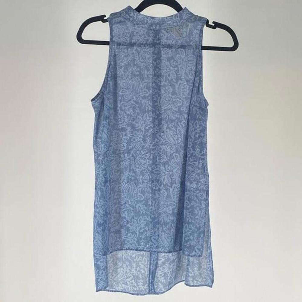 Chic Light Blue Sheer Sleeveless Top